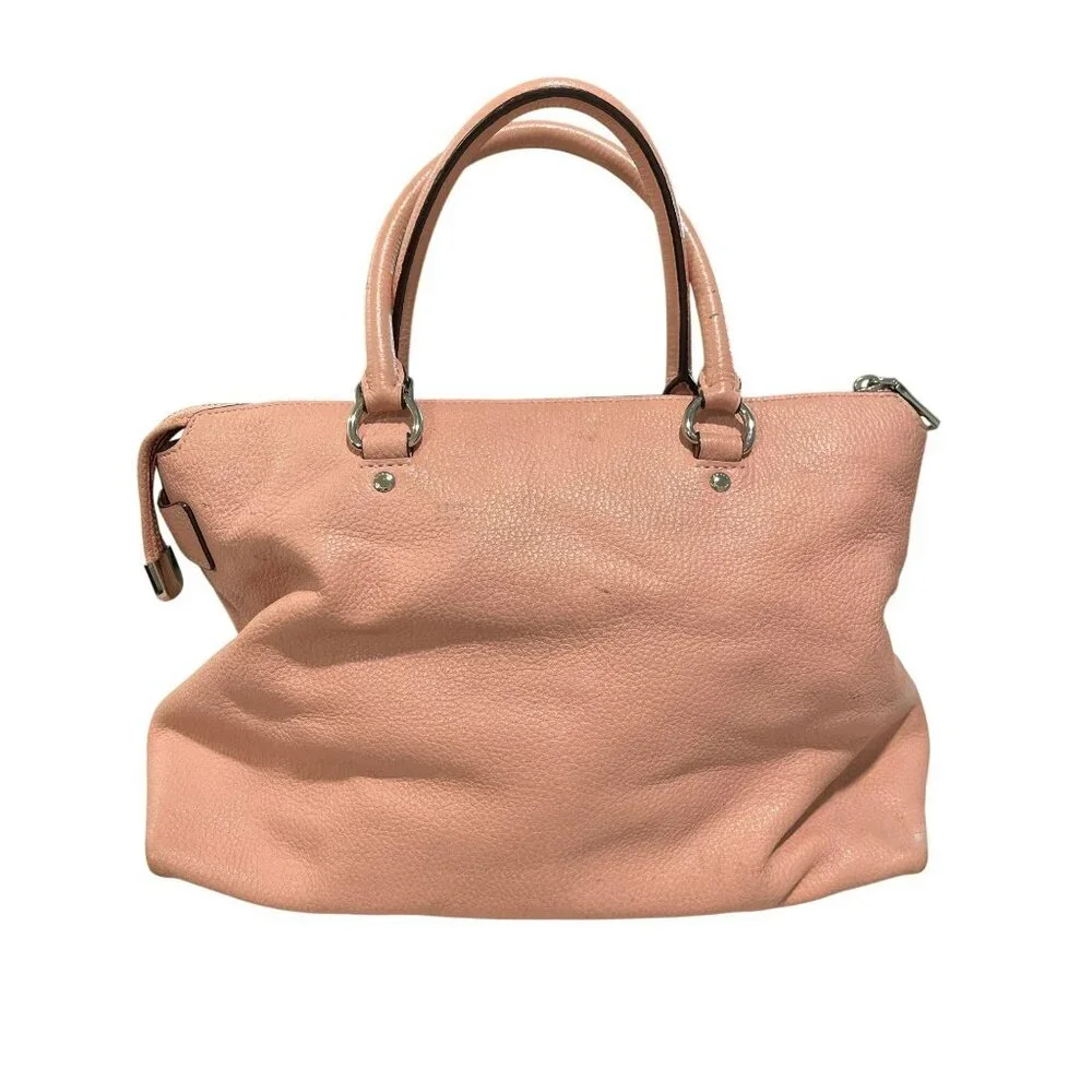 Coach Emma Leather Pink Pebbled Shoulder Tote Bag